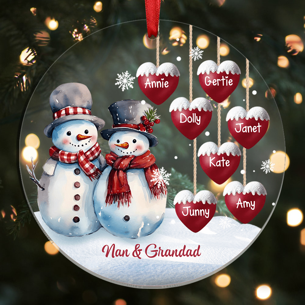 Personalised Snowman Christmas Ornament with Custom Names Family Tree Christmas Gift | Jessemade