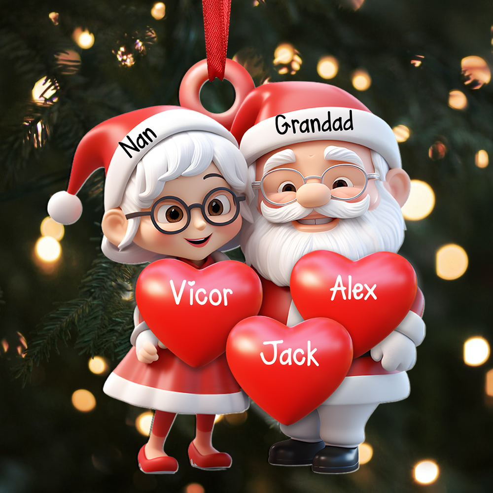 Personalised Christmas Ornament with 2-9 Names - Acrylic Decoration Christmas Gift for Grandad/Nan | Jessemade