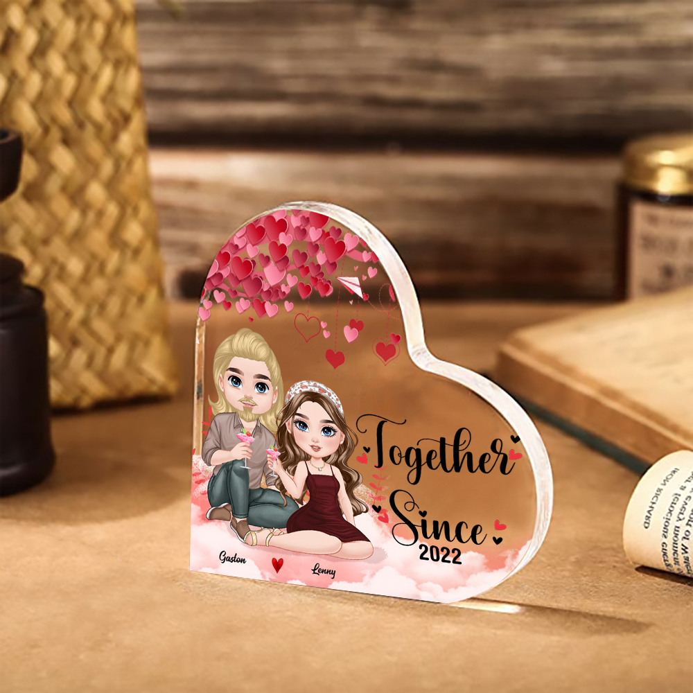Personalised Heart Acrylic Keepsake - Custom 2 Names & 1 Year - Couple Christmas Gift for Her/Him | Jessemade