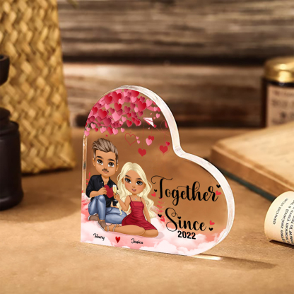 Personalised Heart Acrylic Keepsake - Custom 2 Names & 1 Year - Couple Christmas Gift for Her/Him | Jessemade