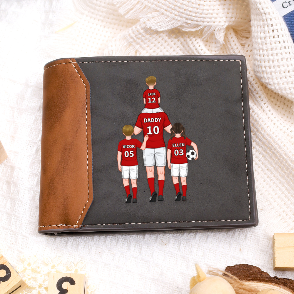 Personalised Football Family Leather Men's Wallet With Various Designs Christmas Gift For Dad | Jessemade