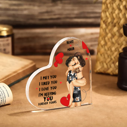 Personalised Heart-Shaped Acrylic Keepsake - Custom 2 Names Romantic Valentine’s Gift for Couples | Jessemade