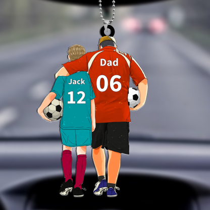 Personalised Acrylic Ornament – Custom Father & Child Design, Football-Themed Gift for Family | Jessemade