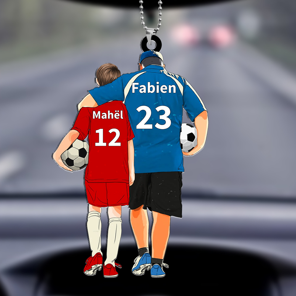 Personalised Acrylic Ornament – Custom Father & Child Design, Football-Themed Gift for Family | Jessemade