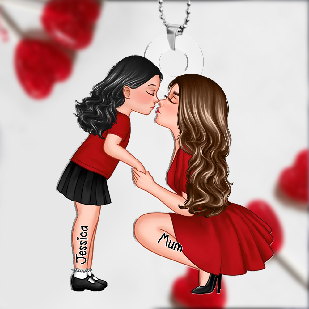 Personalised Mother & Child Acrylic Keyring, Custom Name Keyring Gift For Family | Jessemade