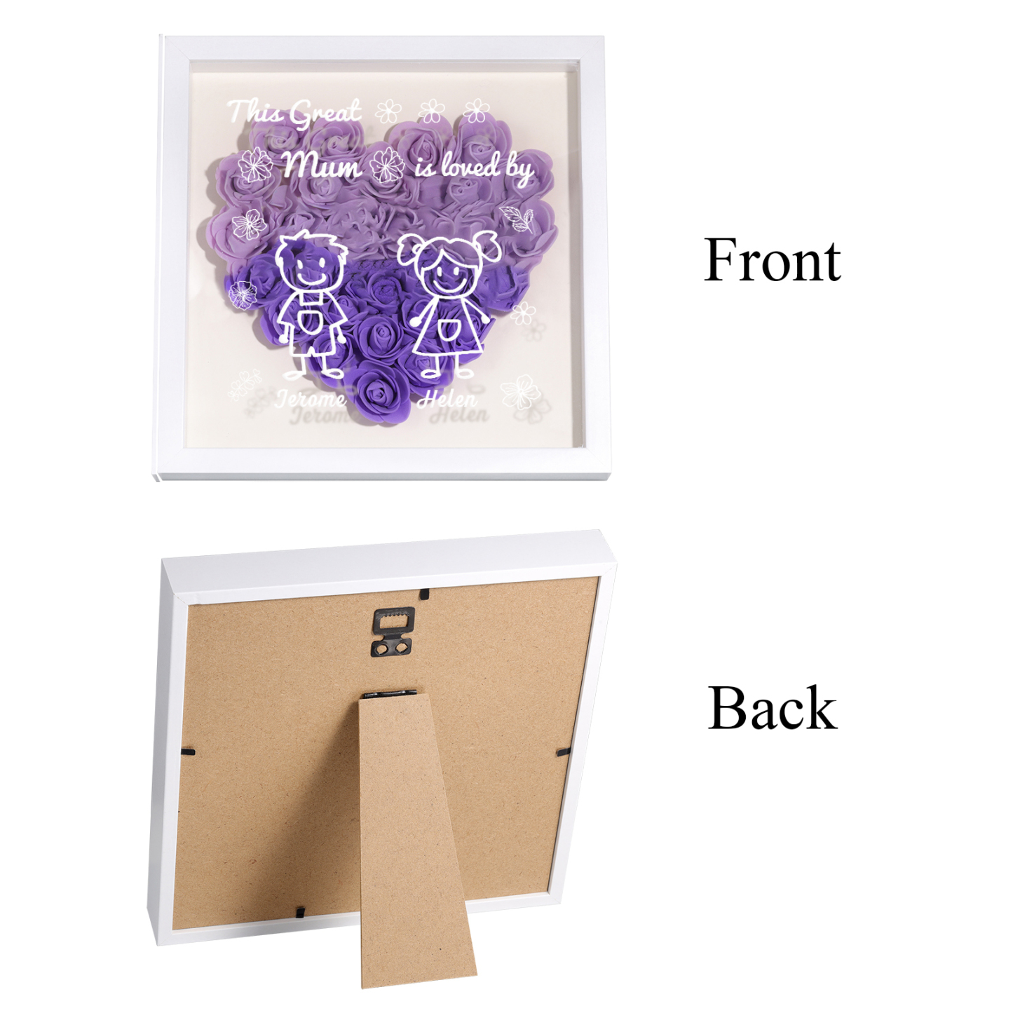 Personalised 3D Floral Shadow Box – Custom 2 Kids&Pets Names –This Great Mum Is Loved By- Gift for Mum, Nan & Loved Ones| Jessemade