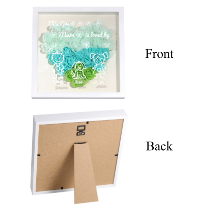 Personalised 3D Floral Shadow Box – Custom 3 Kids&Pets Names –This Great Mum Is Loved By- Gift for Mum, Nan & Loved Ones| Jessemade