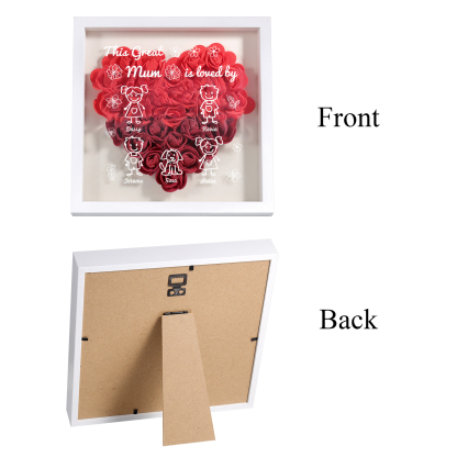 Personalised 3D Floral Shadow Box – Custom 5 Kids&Pets Names –This Great Mum Is Loved By- Gift for Mum, Nan & Loved Ones| Jessemade