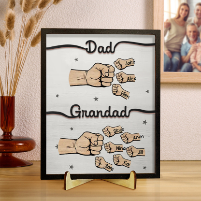 2-14 Names Personalised Fist Bump Wooden Ornaments Gift for Grandad/Dad