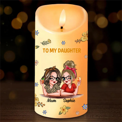 Personalised LED Candle from Mum to Daughter – Custom Names with Heartfelt Message | Jessemade