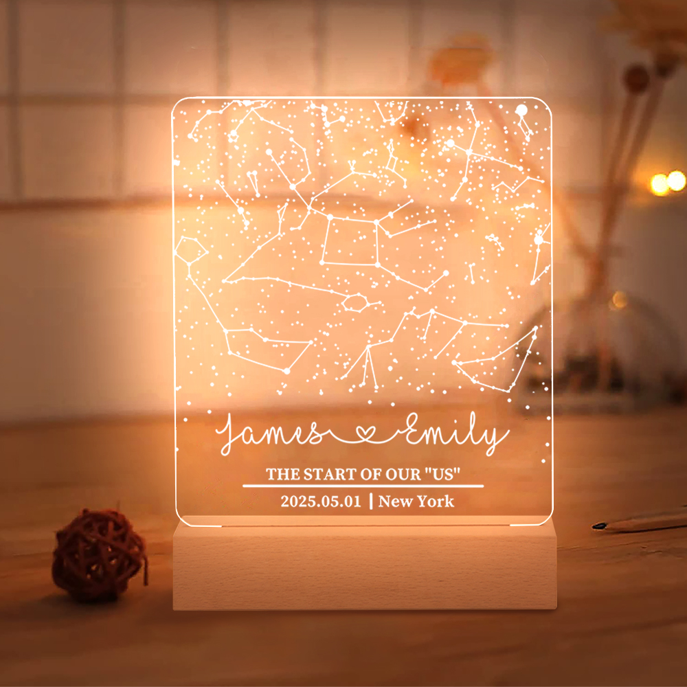 Personalised Star Map LED Night Light - Custom Gift for Her/Him | Jessemade