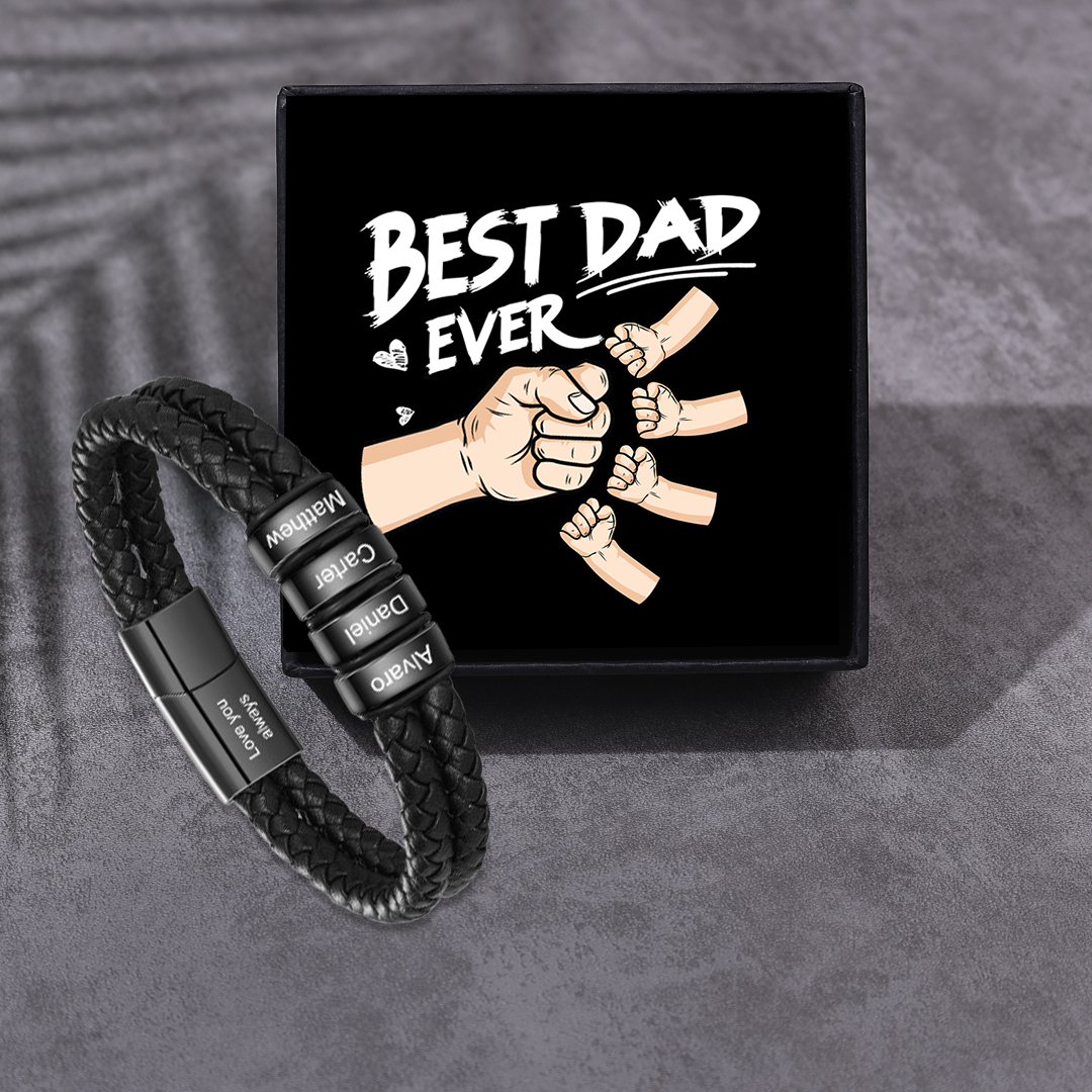 Personalised Men Bracelet with 2-6Names & 1 Text-Custom Bracelet for Him | Jessemade