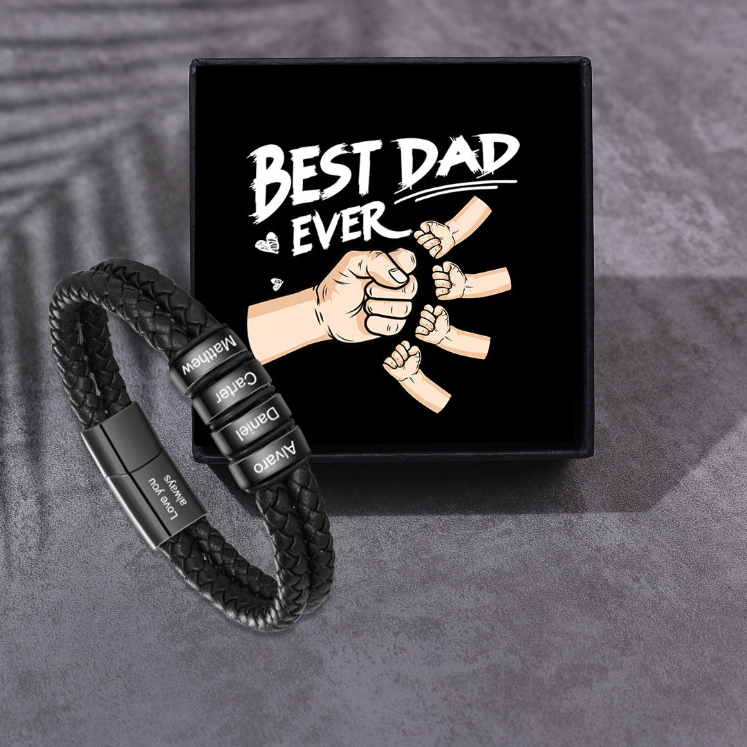 Personalised Men Bracelet with 2-6Names & 1 Text-Custom Bracelet for Him | Jessemade