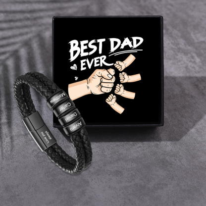 Personalised Men Bracelet with 2-6Names & 1 Text-Custom Bracelet for Him | Jessemade