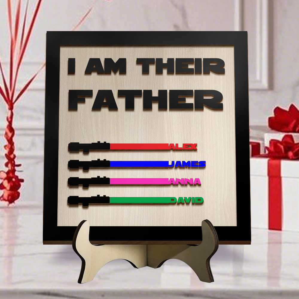 Personalised Wooden Name Plaque Custom 1-6 Names Birthday Gift for Grandad or Father | Jessemade