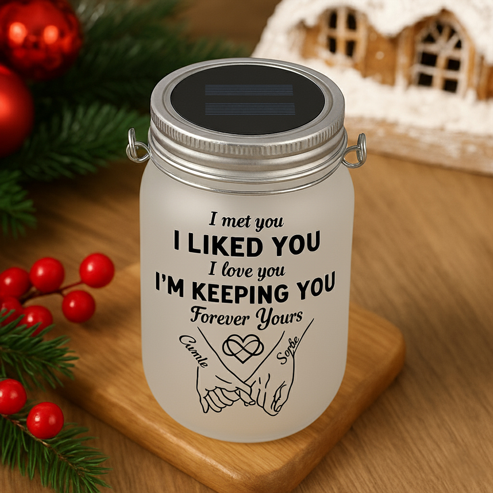 Personalised Couple Pinky Promise Solar Mason Jar Fairy Light