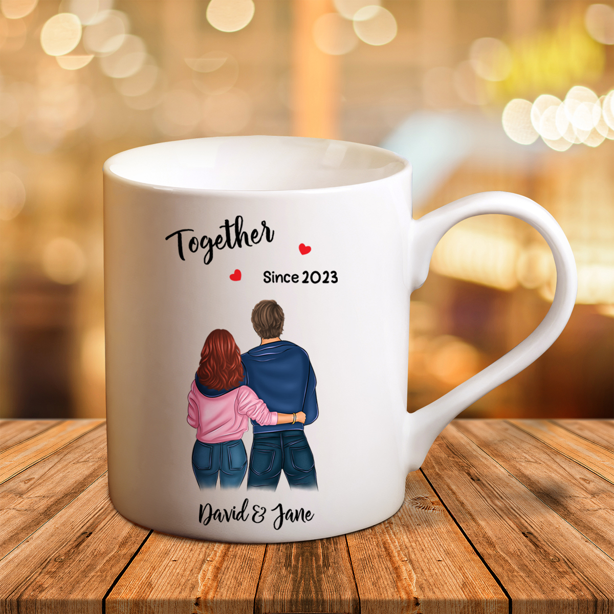Personalized Couple Mug Customized With 2 Names and 1 Date, Perfect Christmas Gift for Her/Him | Jessmade