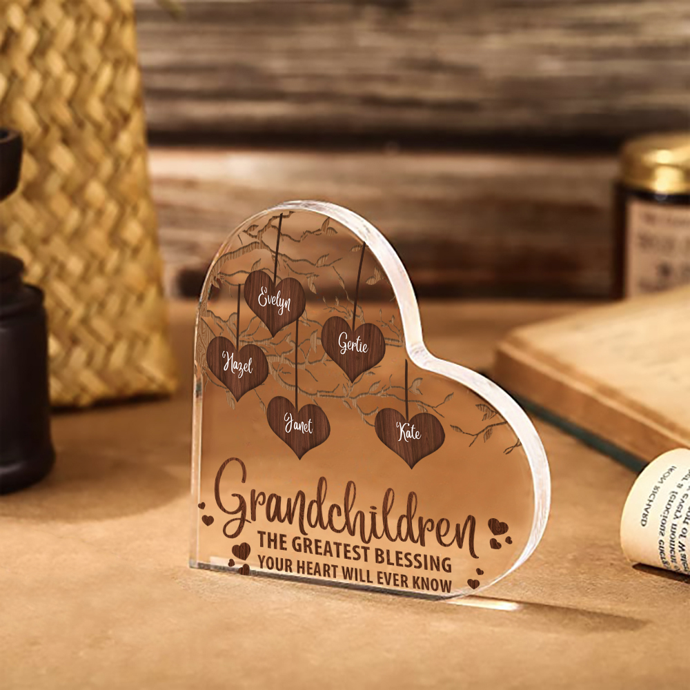 Personalised Bear Family Acrylic Custom 1-10 Names Heart-shaped Acrylic Ornaments Gift for Nan | Jessmade