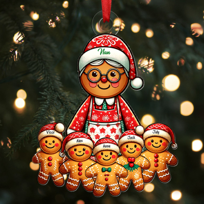 Personalized Gingerbread Hanging Ornament Customizable with 1-6 Names Acrylic Ornament Gift for Nan | Jessmade