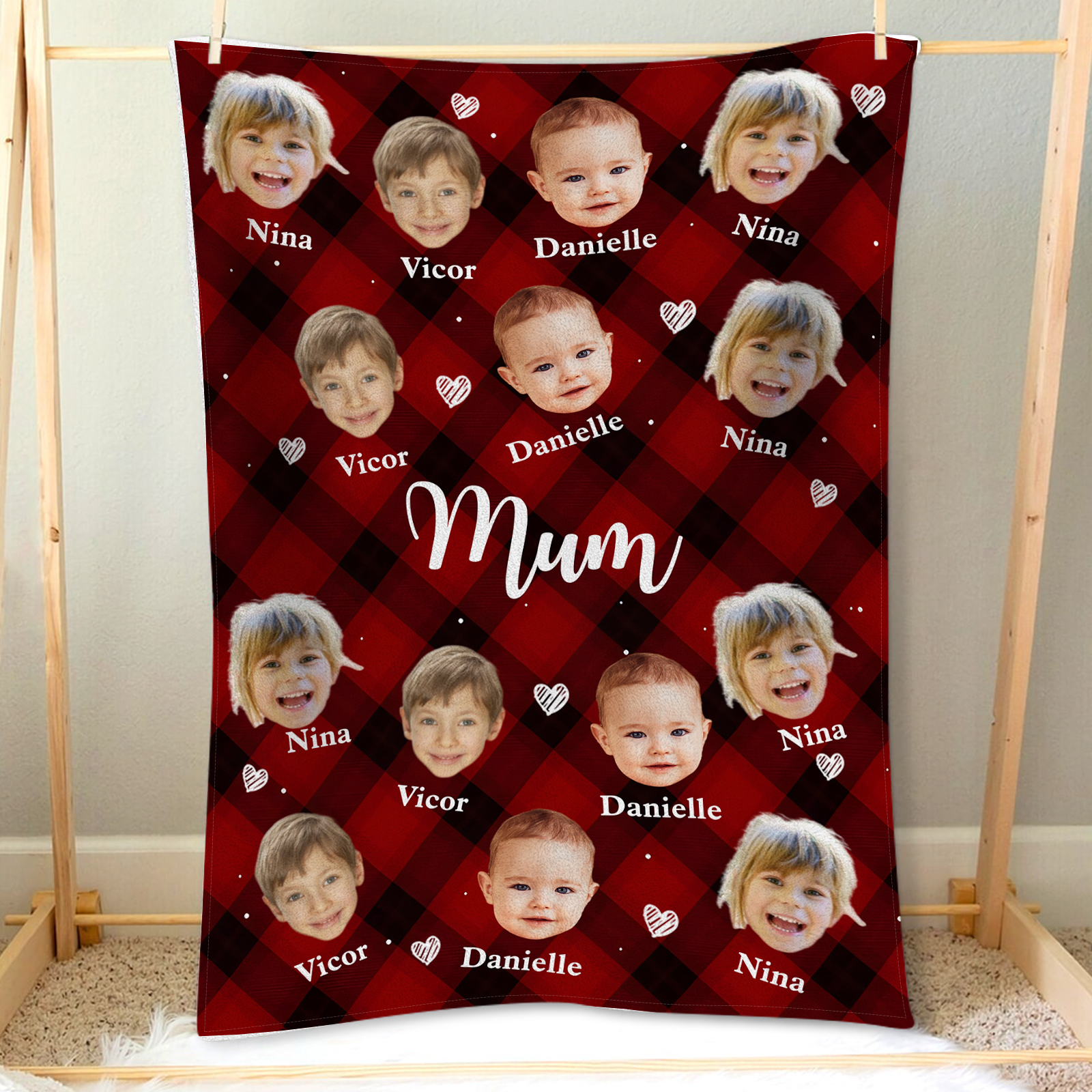 Personalised Flannel Blanket – with Custom 2 Characters & Names – Unique Mother's Day Gifts for Her | Jessemade