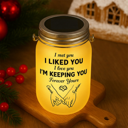 Personalised Couple Pinky Promise Solar Mason Jar Fairy Light