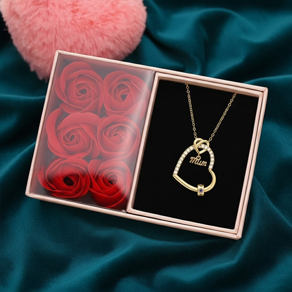 Personalised Mum Birthstone Heart Necklace With 1-5 Names | Jessemade