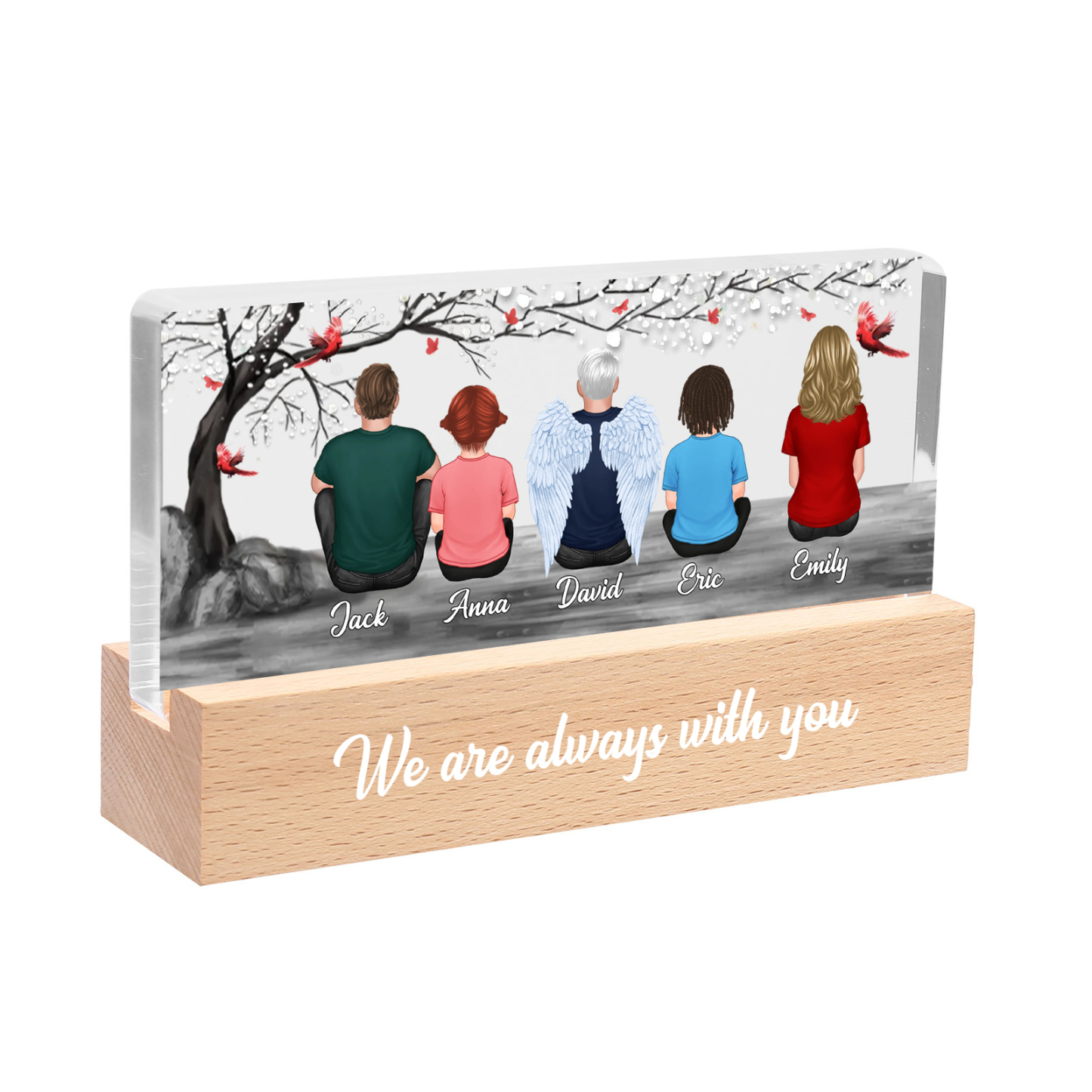 Personalised Angel Wings Memorial Night Light Desktop Decoration, Custom LED Lighting Bedroom Decoration