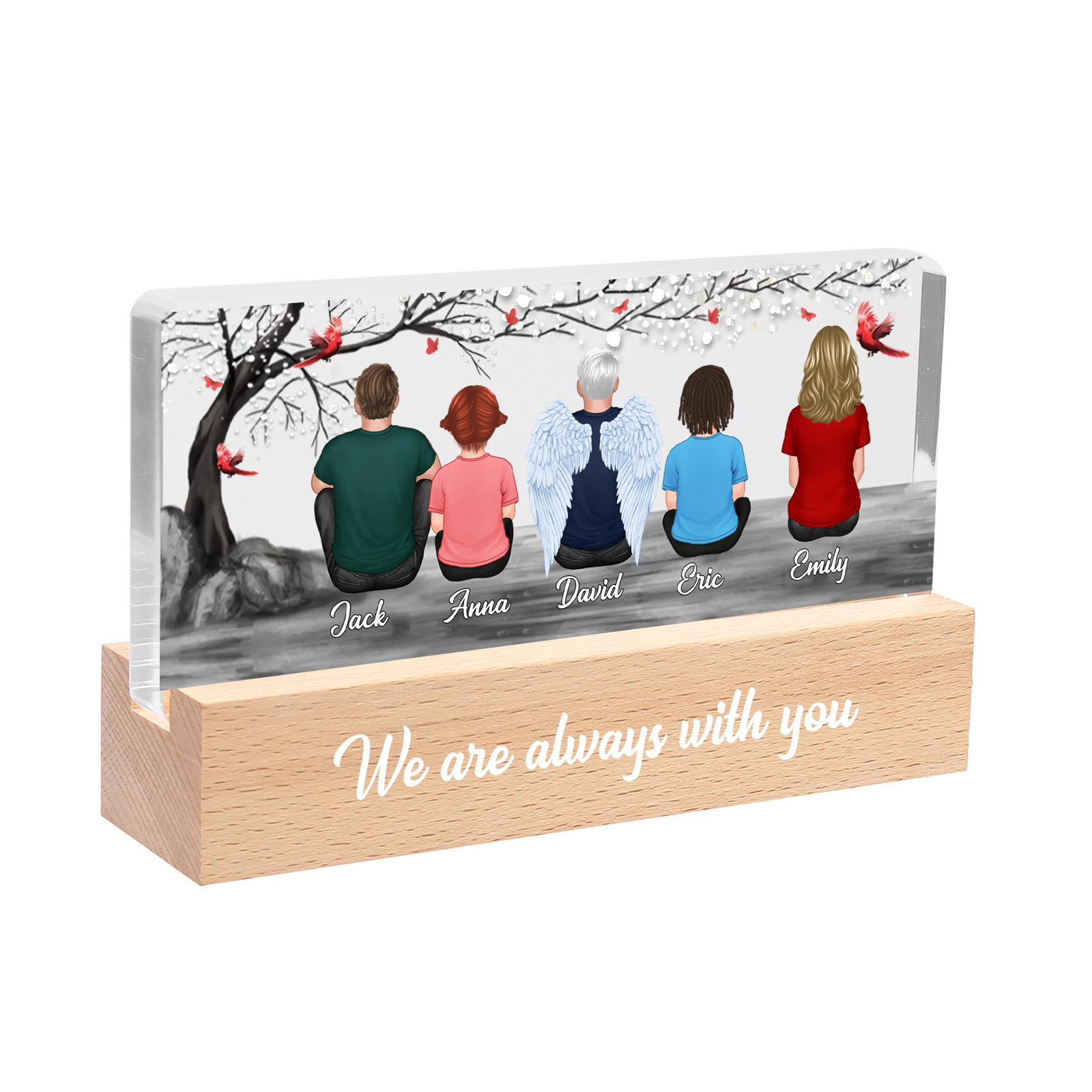 Personalised Angel Wings Memorial Night Light Desktop Decoration, Custom LED Lighting Bedroom Decoration