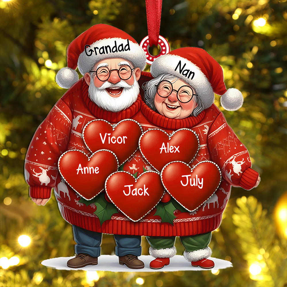 Personalised Christmas Ornament – Custom 3-8 Names Family Christmas Gift for Grandad and Nan | Jessemad