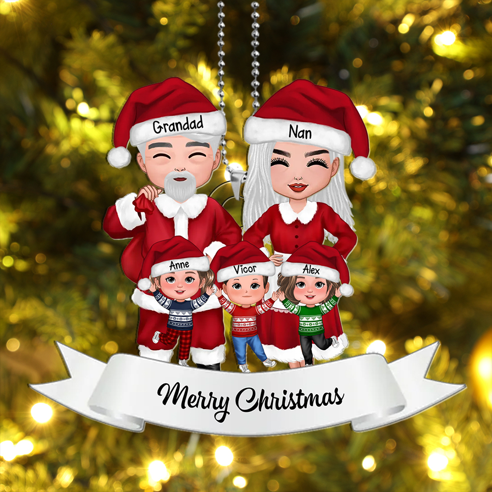 Personalised Christmas Ornament – Custom 3-8 Names Family Christmas Gift for Grandad and Nan | Jessemad
