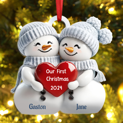 Personalised Couple Snowman Ornament – Custom 2 Names and Year – Christmas Gift for Her/Him | Jessemade
