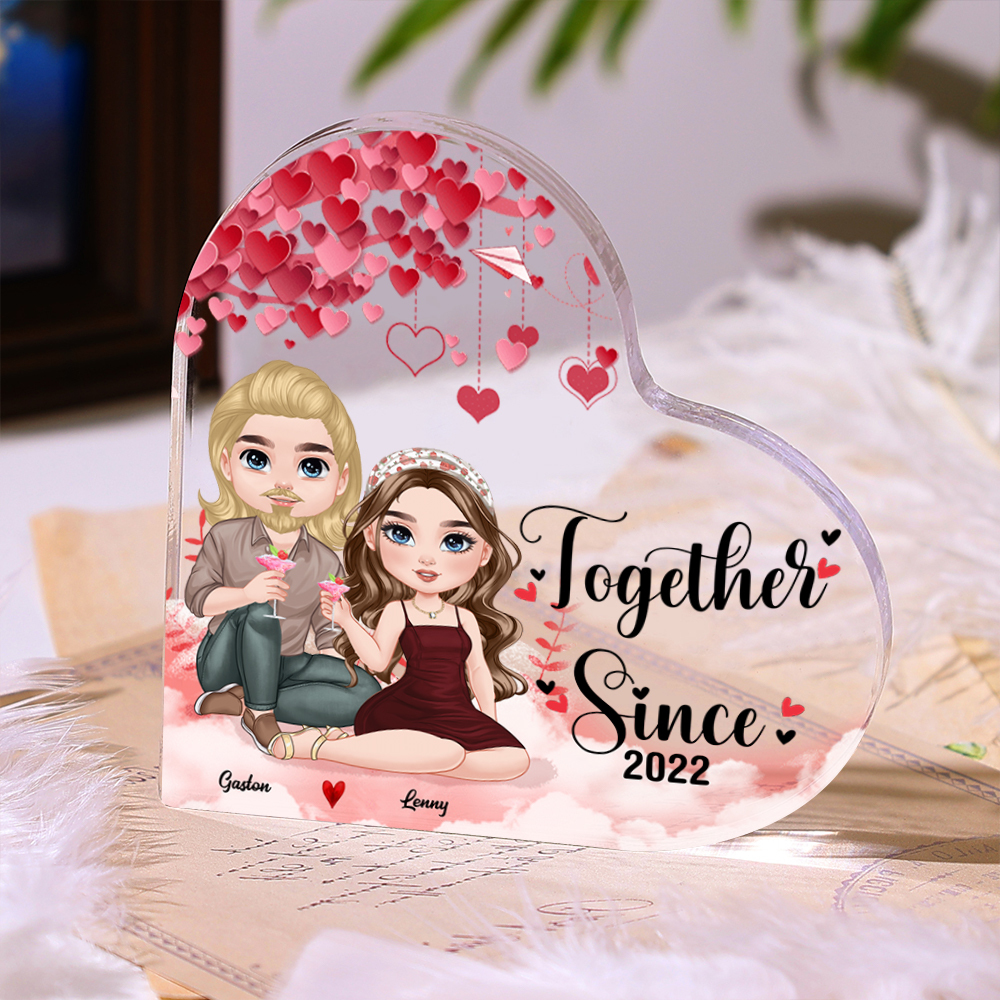 Personalised Heart Acrylic Keepsake - Custom 2 Names & 1 Year - Couple Christmas Gift for Her/Him | Jessemade