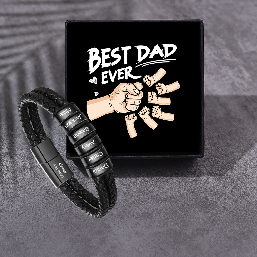 Personalised Men Bracelet with 2-6Names & 1 Text-Custom Bracelet for Him | Jessemade