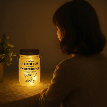 Personalised Couple Pinky Promise Solar Mason Jar Fairy Light