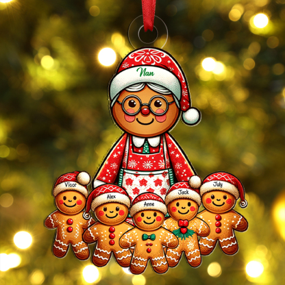 Personalized Gingerbread Hanging Ornament Customizable with 1-6 Names Acrylic Ornament Gift for Nan | Jessmade