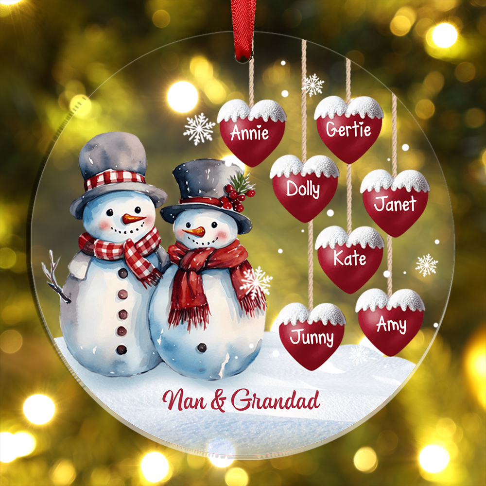 Personalised Snowman Christmas Ornament with Custom Names Family Tree Christmas Gift | Jessemade