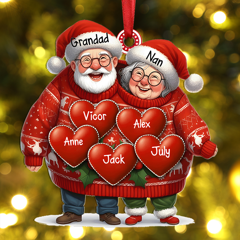 Personalised Christmas Ornament – Custom 3-8 Names Family Christmas Gift for Grandad and Nan | Jessemad