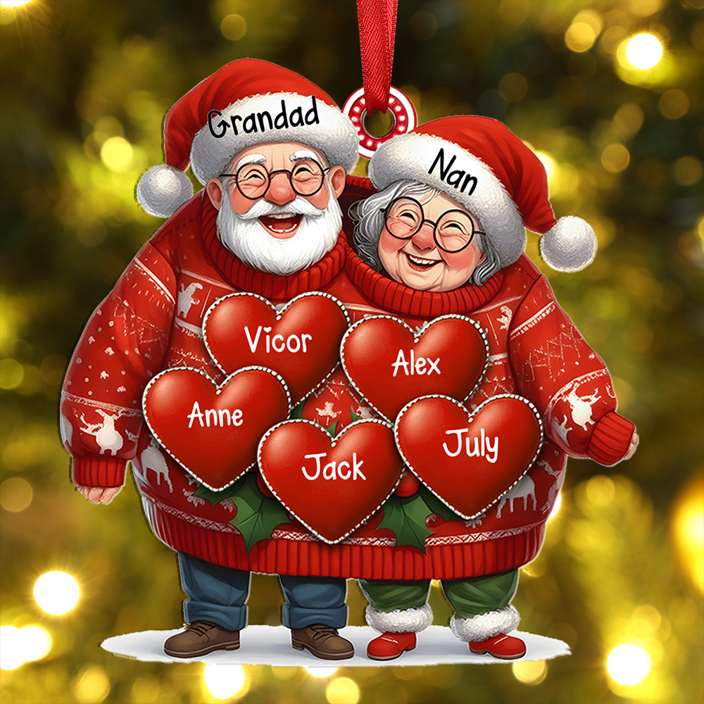 Personalised Christmas Ornament – Custom 3-8 Names Family Christmas Gift for Grandad and Nan | Jessemad