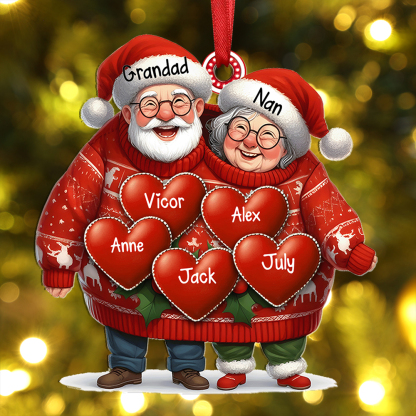 Personalised Christmas Ornament – Custom 3-8 Names Family Christmas Gift for Grandad and Nan | Jessemad