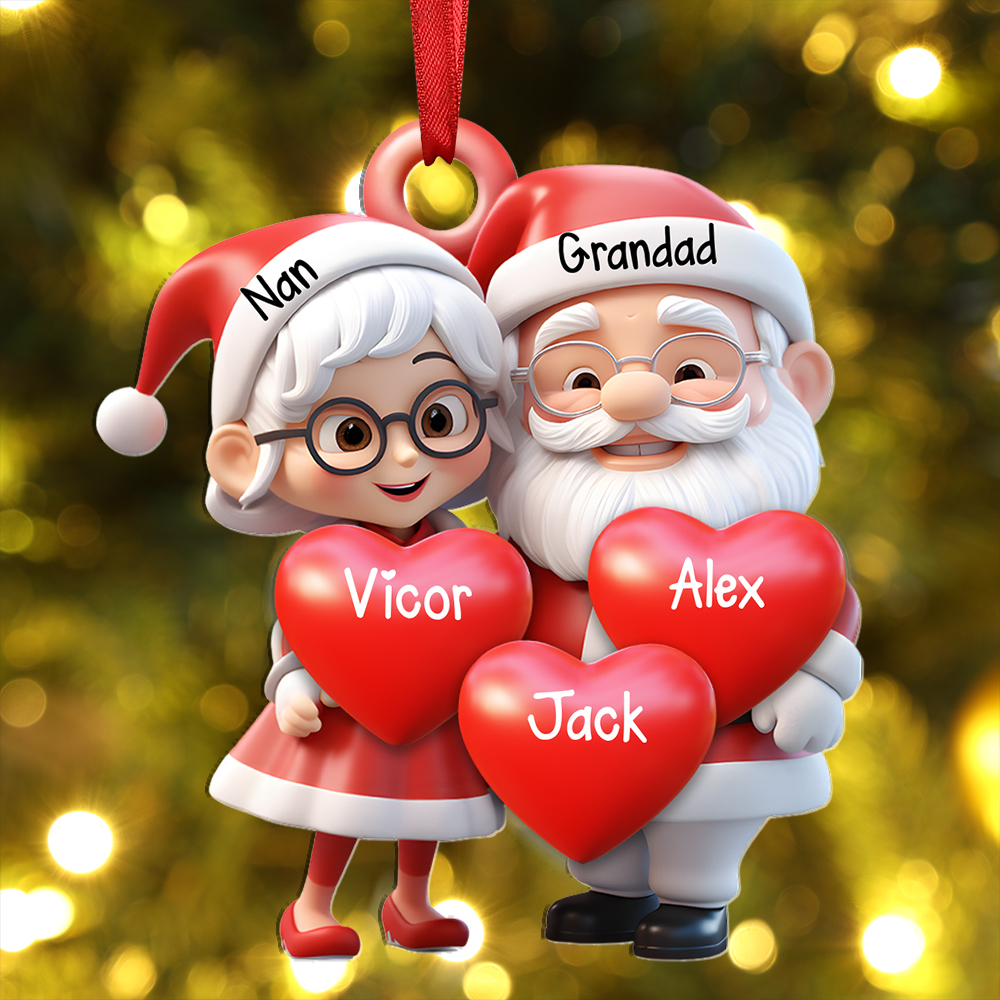 Personalised Christmas Ornament with 2-9 Names - Acrylic Decoration Christmas Gift for Grandad/Nan | Jessemade