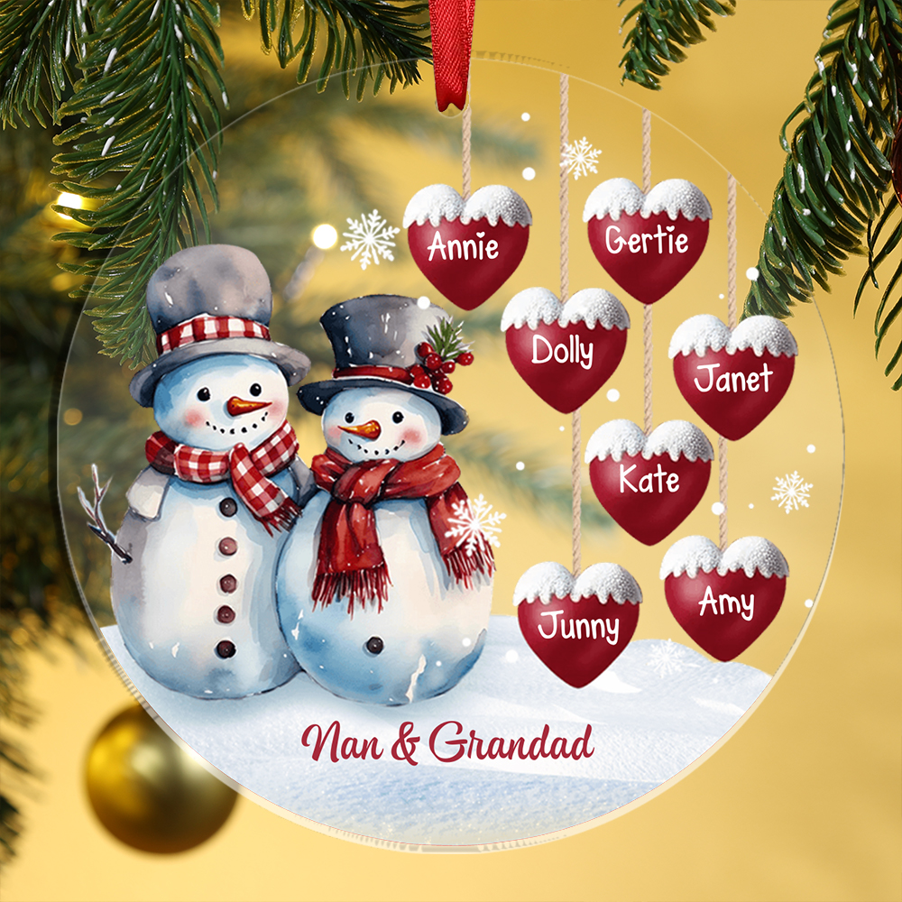 Personalised Snowman Christmas Ornament with Custom Names Family Tree Christmas Gift | Jessemade