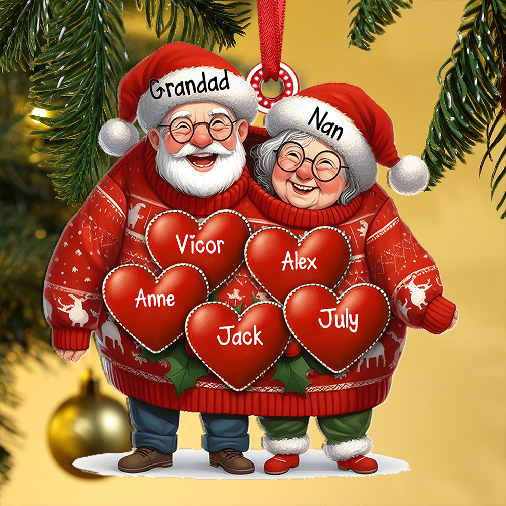 Personalised Christmas Ornament – Custom 3-8 Names Family Christmas Gift for Grandad and Nan | Jessemad