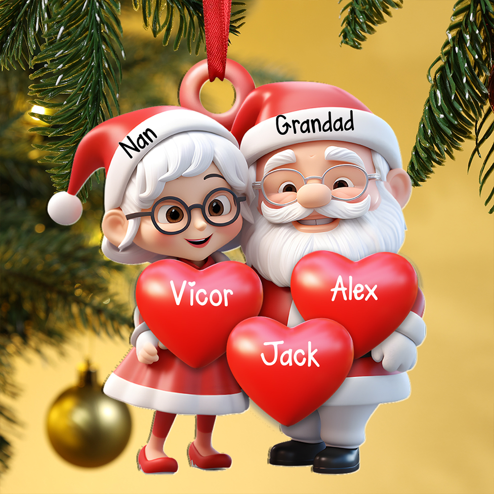 Personalised Christmas Ornament with 2-9 Names - Acrylic Decoration Christmas Gift for Grandad/Nan | Jessemade