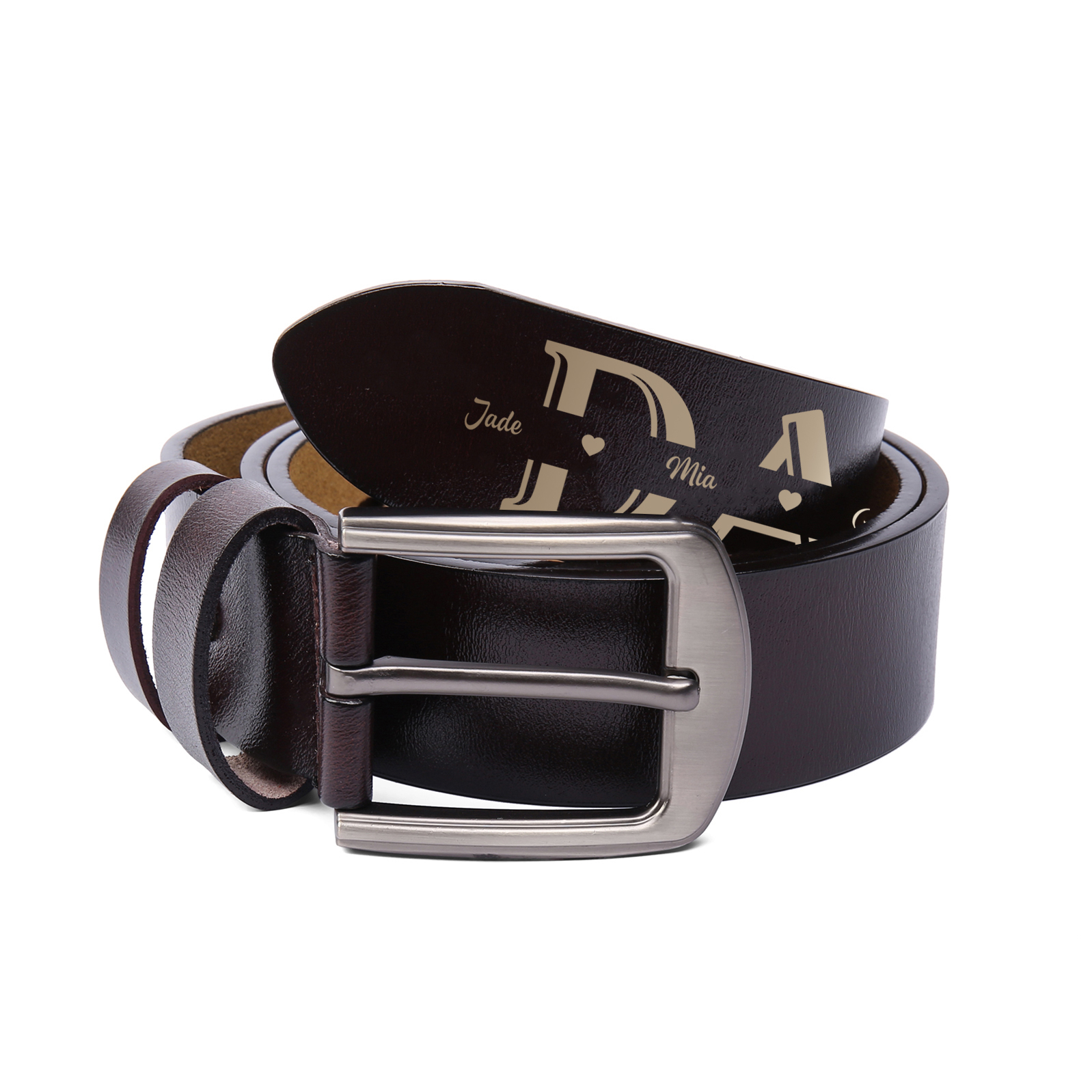 [Copy]Personalised Genuine Leather Belt Engraved Names Men's Belt for Him