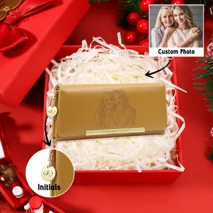 Personalised Women's Wallet with Custom Photo & Letter – PU Leather in Blue & Pink & Yellow Christmas Gift for Nan | Jessemade