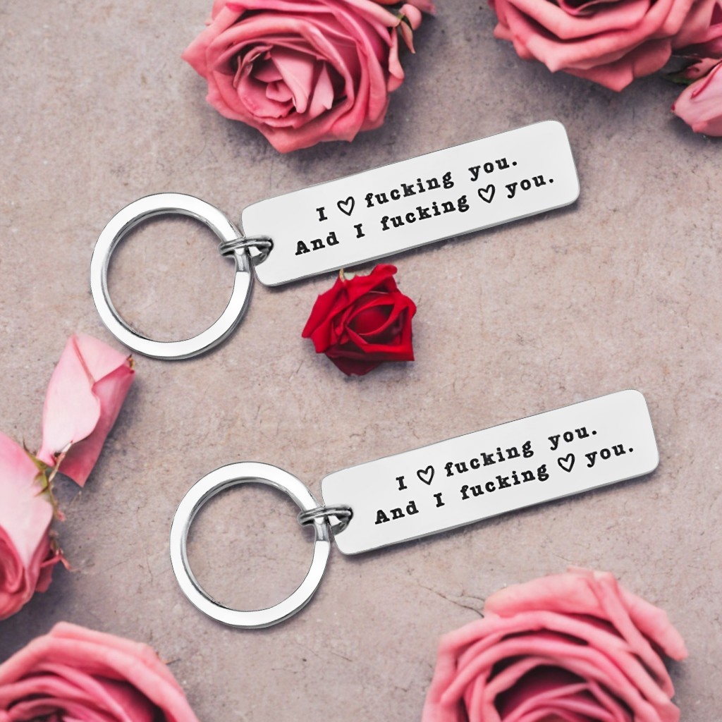 Funny Couple Keychain I Love F❤cking You and I F❤cking Love You Key Ring for Couple