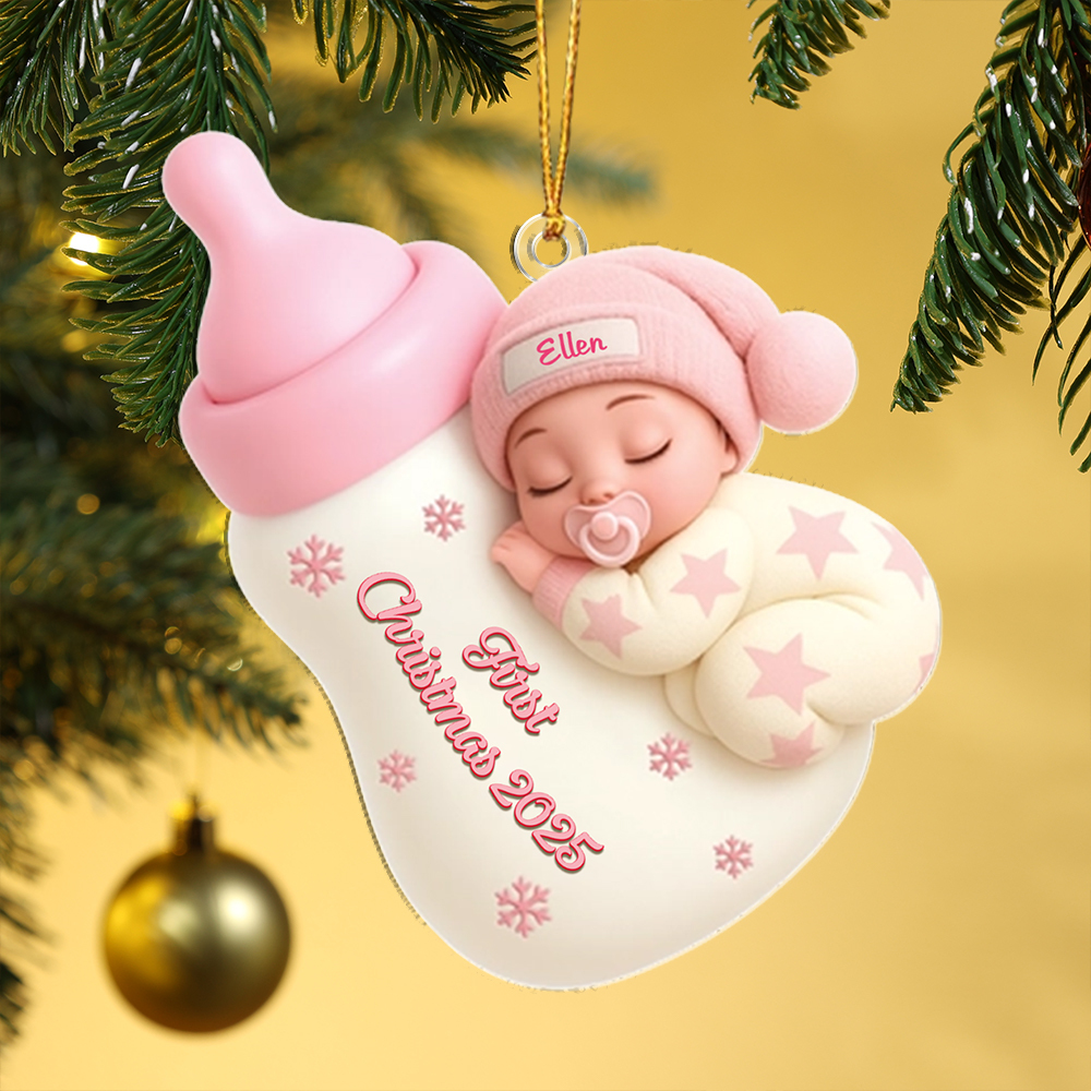 Personalised Baby Bottle First Christmas Ornament