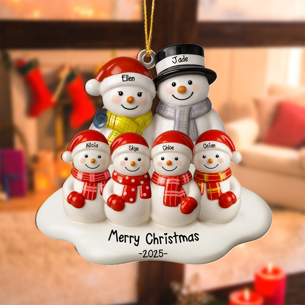 Personalised Family Snowman Christmas Tree Ornament