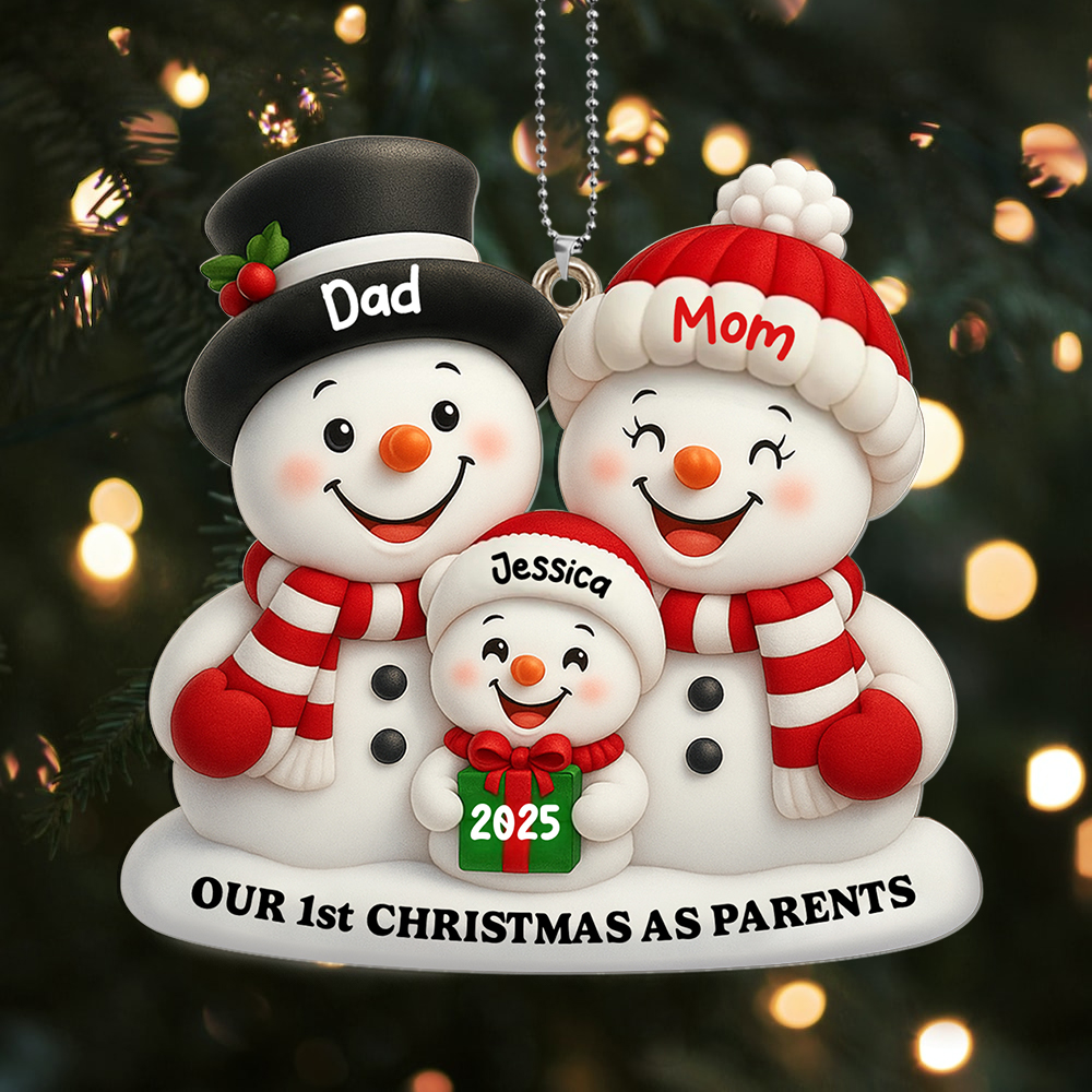 Personalised Snowman Family 1st Christmas Ornament