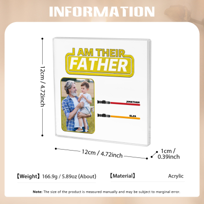 2 Names - Personalised Custom Name & Photo Acrylic Ornament - I AM THEIR FATHER- Father's Day Gift for Dad